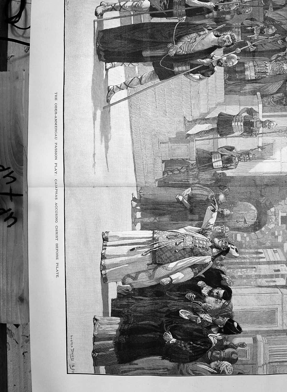 Old 1890 Ober-Ammergau Passion Play Caiaphas Accusing Christ Before P 19th