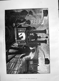 Antique Print 1890 London Fire Brigade Steam Fire-Engine Riverside Firemen 19th