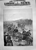 Old Print 1890 Autumn Cavalry Manoeuvres Berkshire Downs Artillery Siers 19th