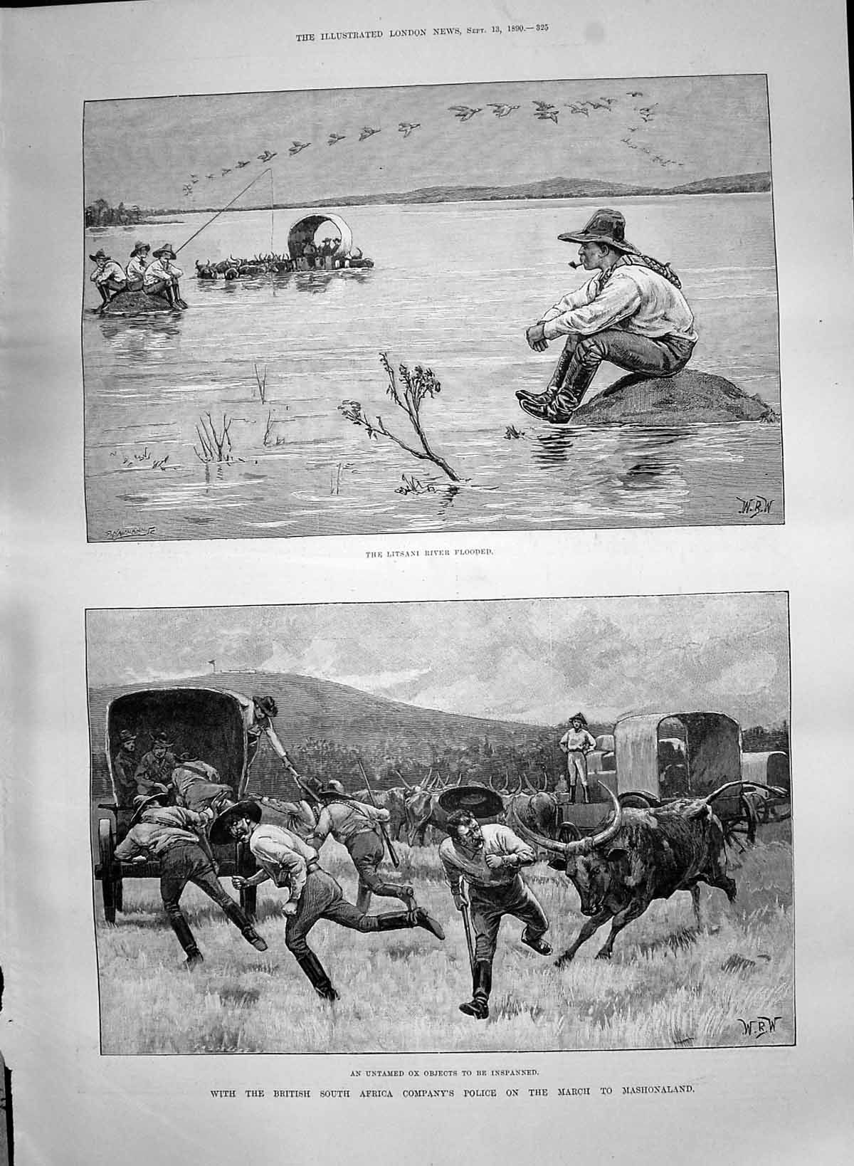 Old 1890 Litsani River Africa Police Mashonaland Bohemia Prague Osmon Victorian