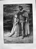 Old Antique Print 1890 Adventures Phra Phoenician Lady Man Romance Forest 19th