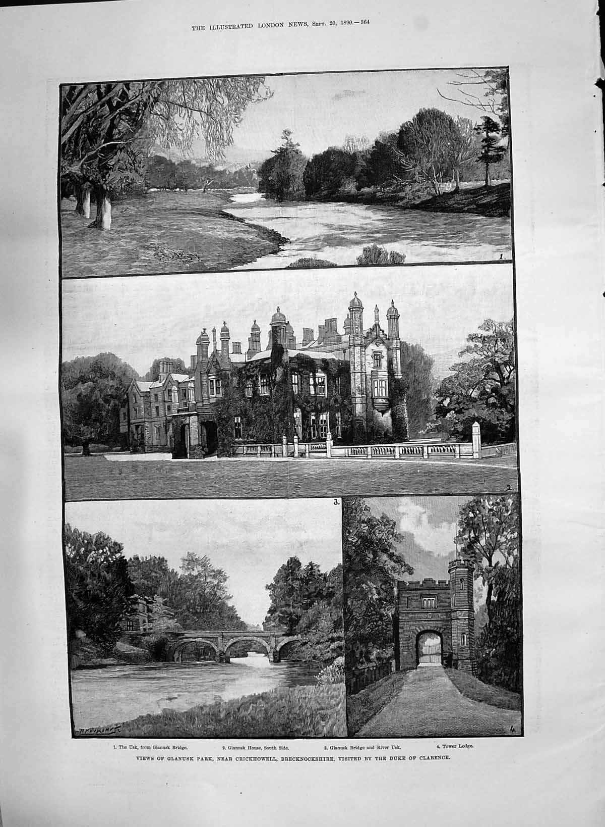 Old Glanusk Park Crickhowell Brecknockshire Duke Clarence River Usk T
