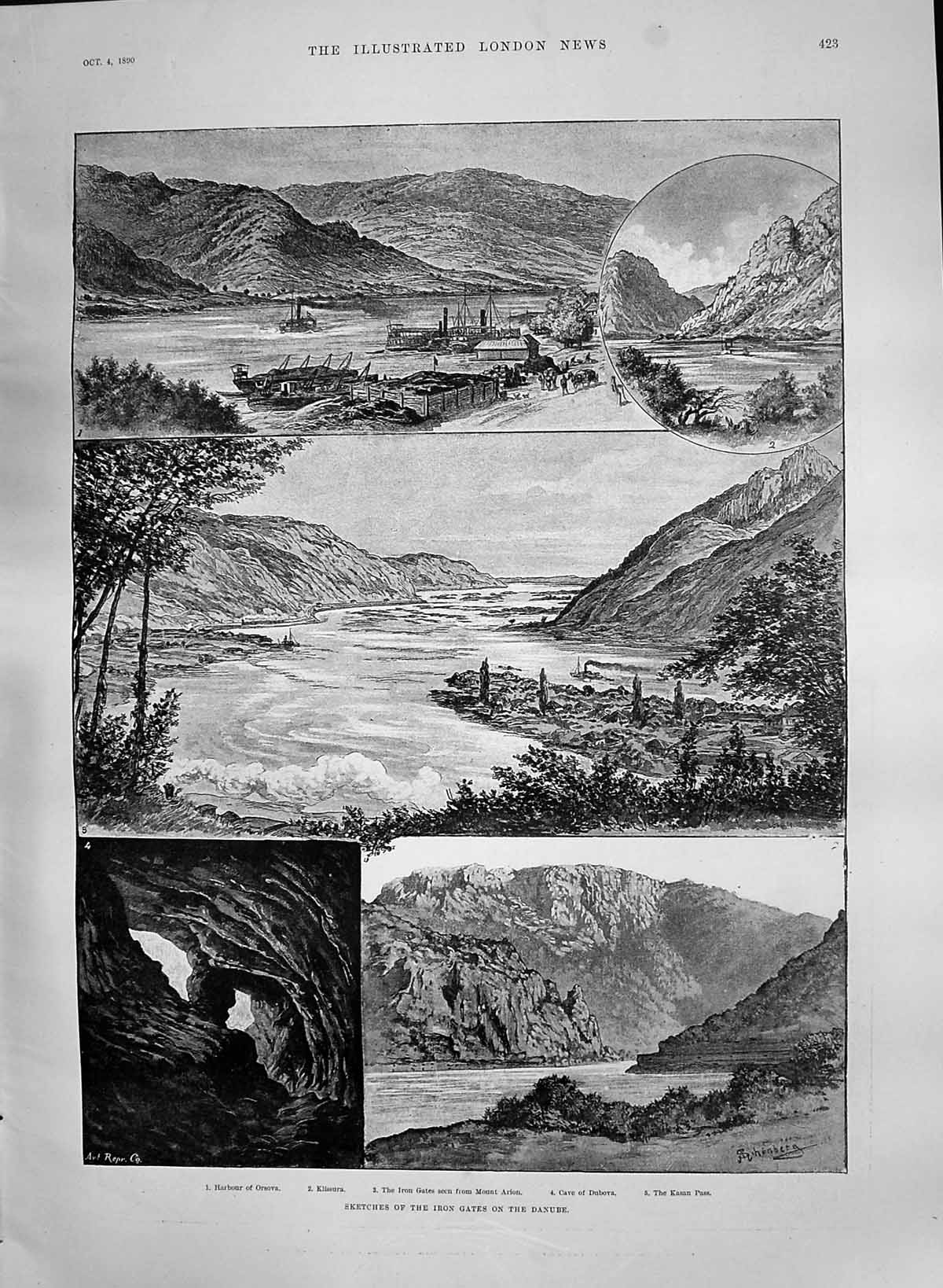 Old 1890 Iron Gates Danube Harbour Orsova Mount Arion Cave Dubova Kas Victorian