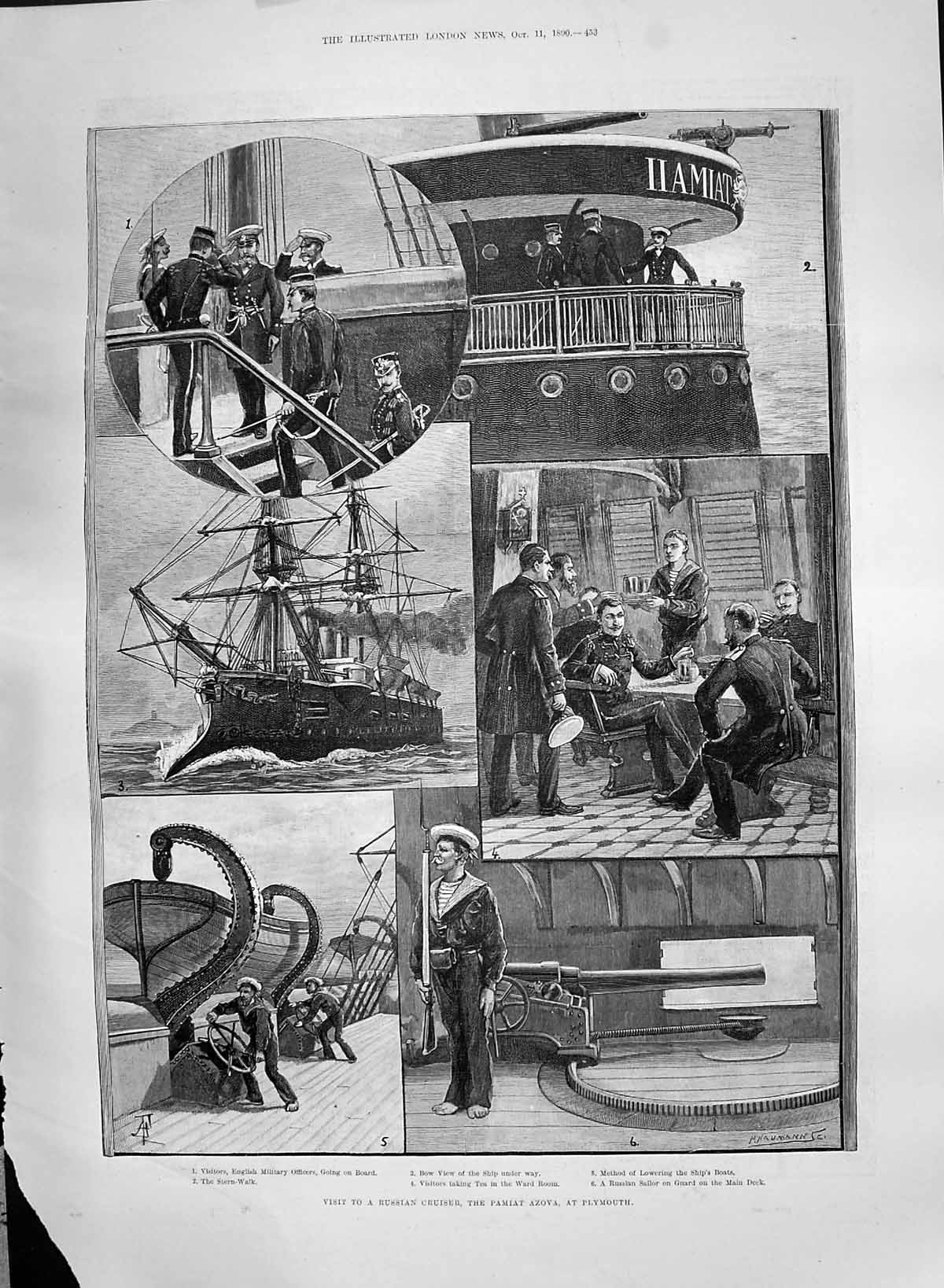 Old 1890 Russian Cruiser Ship Pamiat Azova Plymouth Henry Courtney Se Victorian
