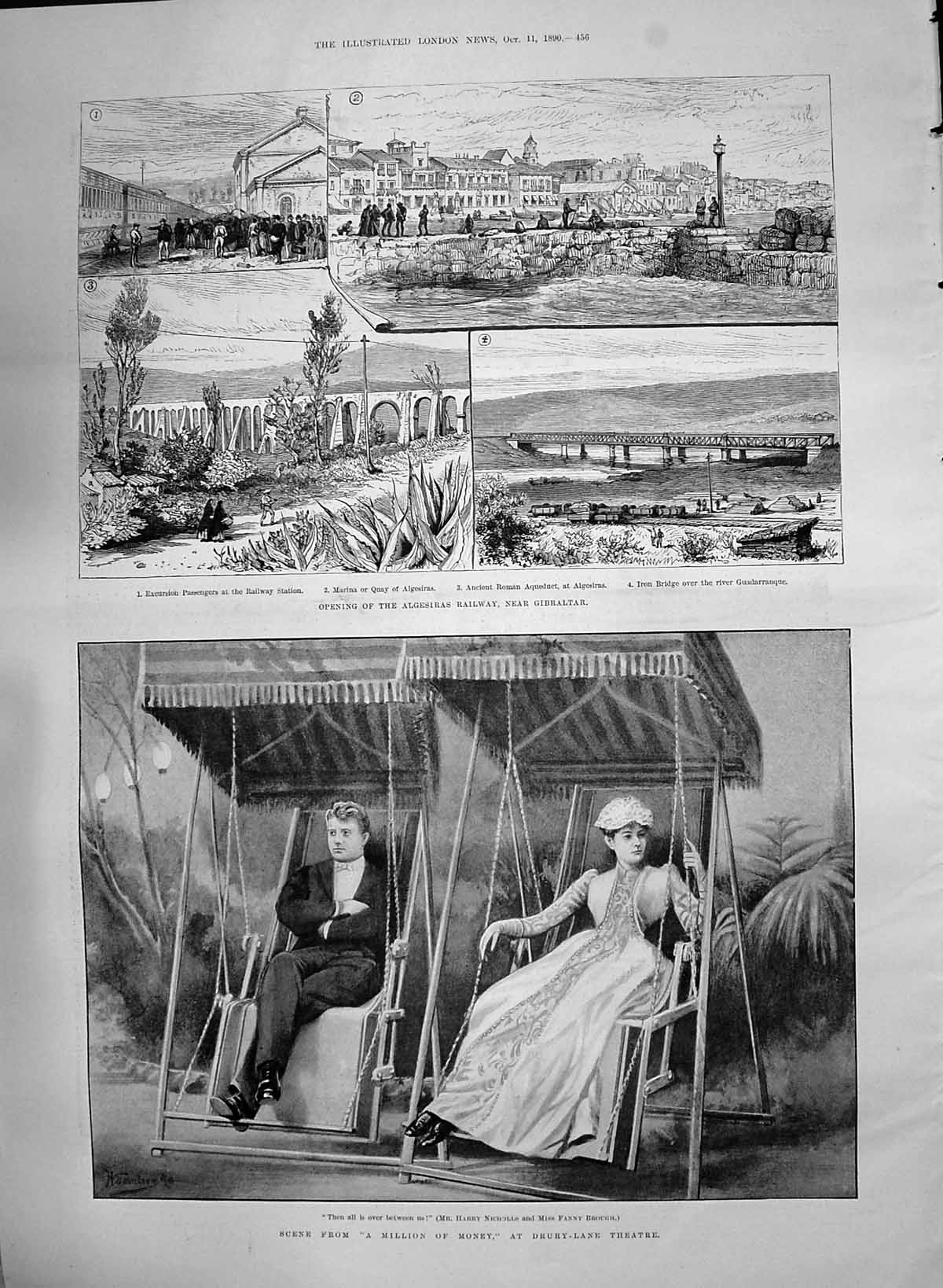 Old 1890 Drury Theatre Million Money Algesiras Railway Gibraltar Boot Victorian