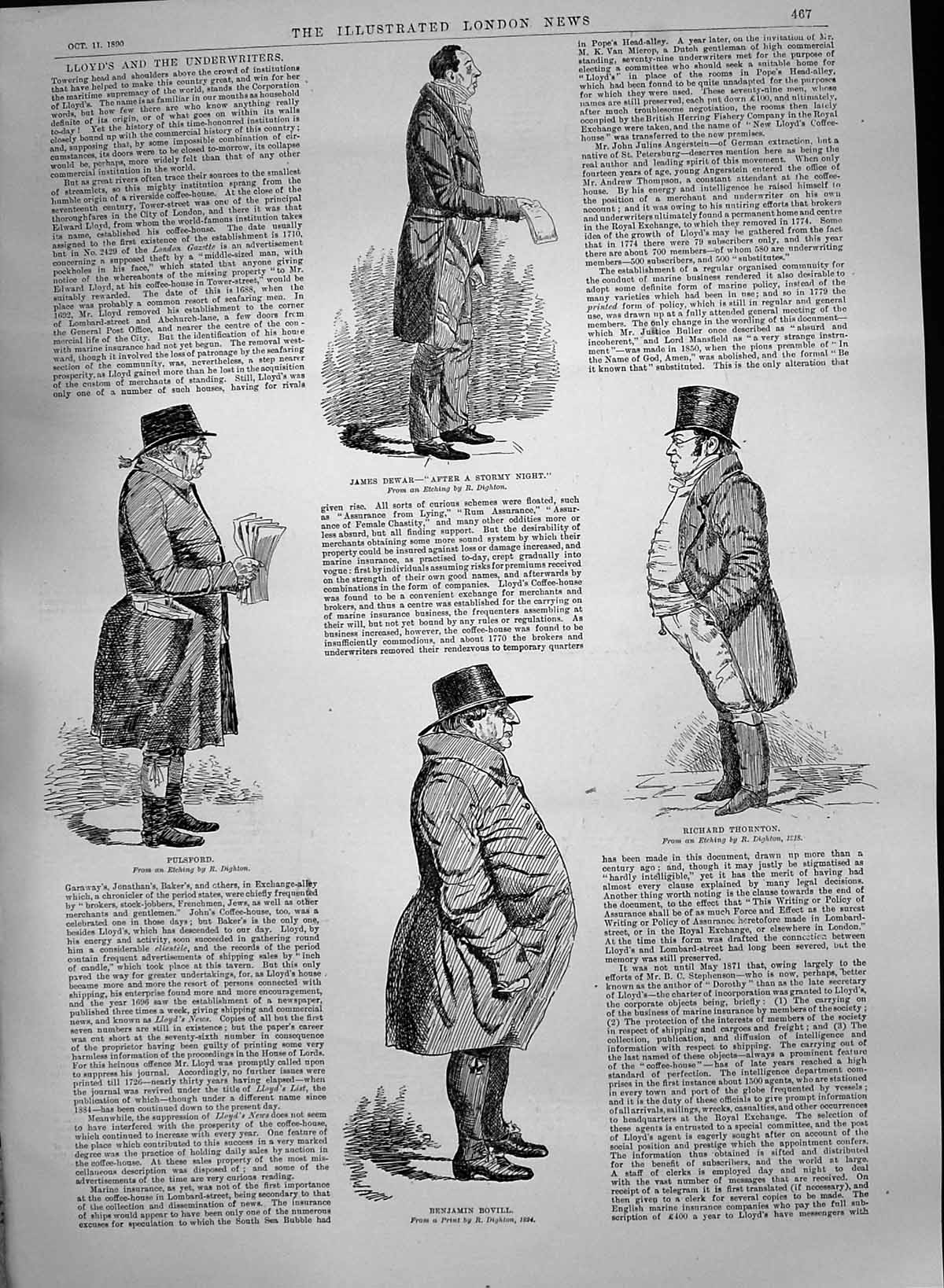 Old 1890 Lloyd'S Underwriters Thornton Dewar Pulsford Bovill Doorkeep Victorian