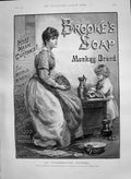 Antique Old Print 1890 Advertisement Brooke'S Monkey Brad Soap Washing Davies