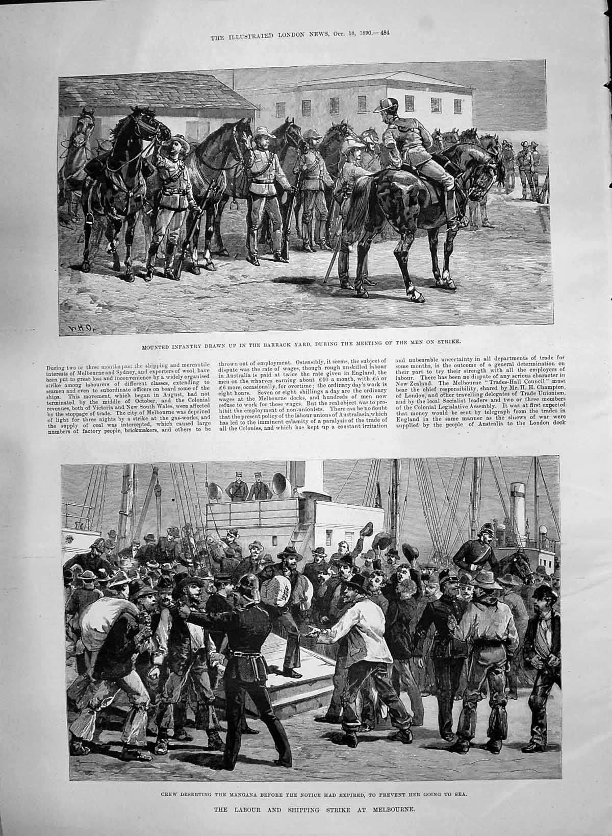 Old 1890 Labour Shipping Strike Melbourne Mangana Hamilton Rogers Jeb Victorian