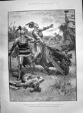 Antique Old Print 1890 Adventures Phra Phoenician Battle Flamaueoeur Knights