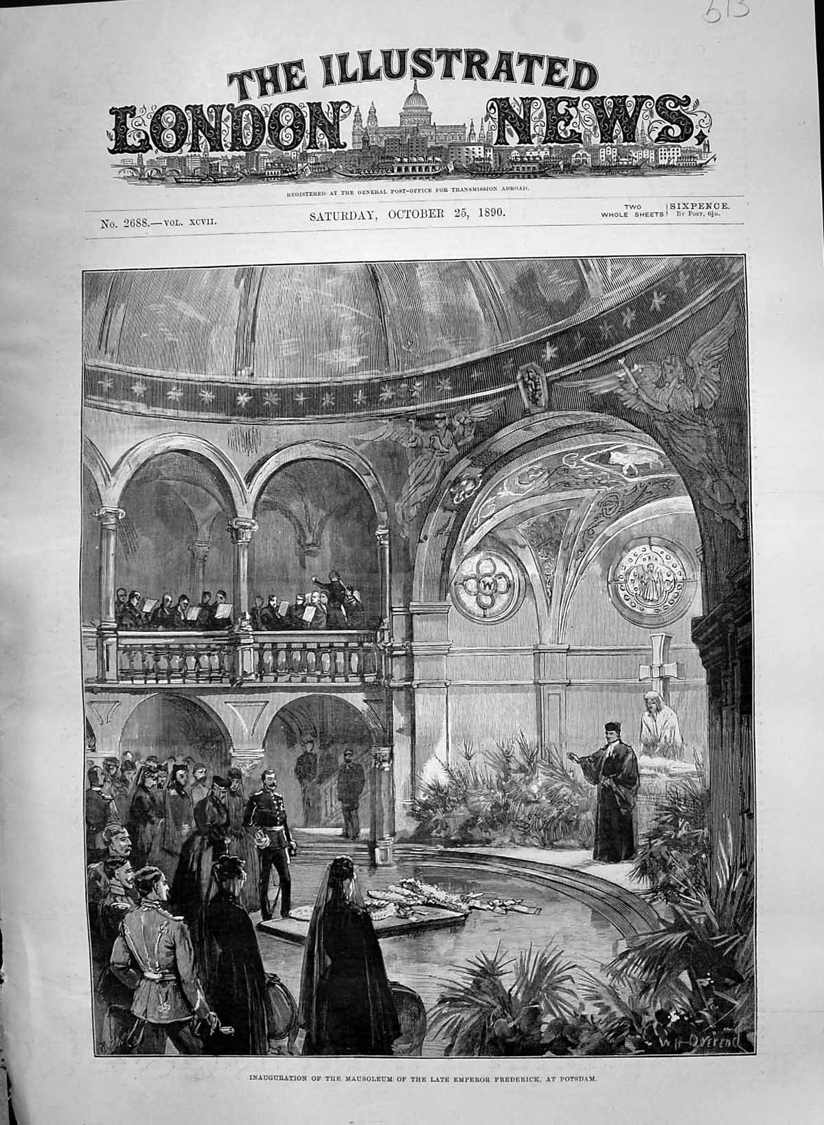 Antique Print 1890 Inauguration Mausoleum Emperor Frederick Potsdam Overend