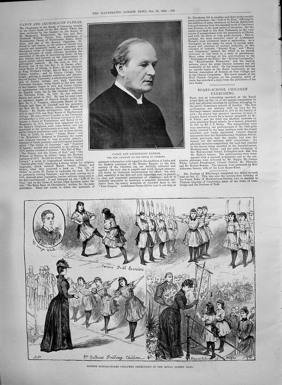 Old 1890 Canon Archdeacon Farrar London Children Royal Albert Hall Mo Victorian