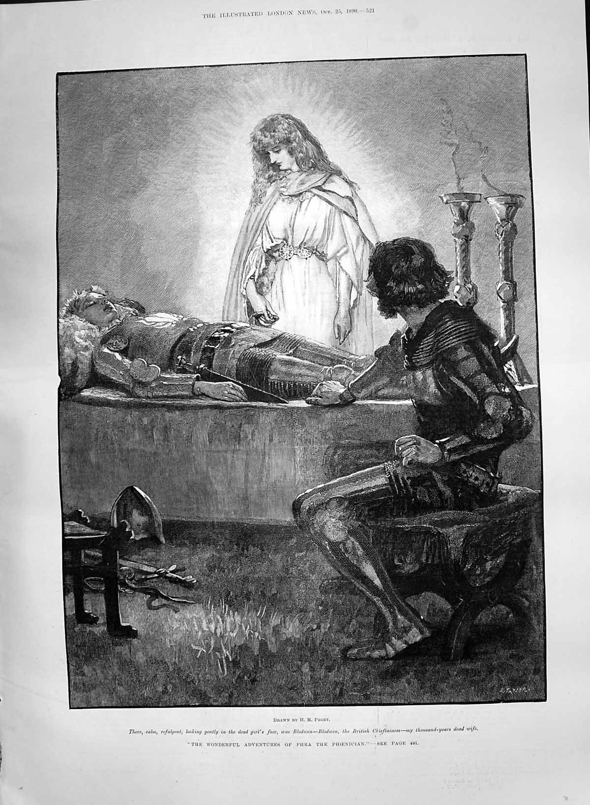 Antique Print 1890 Adventures Phra Phoenician Blodwen British Chieftainess 19th