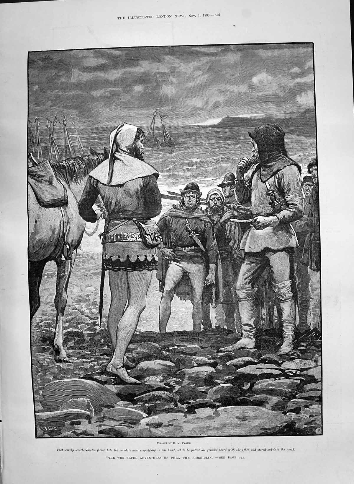 Antique Print 1890 Adventures Phra Phoenician Weather-Beaten Sea Travellers