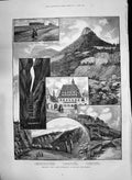 Old Print 1890 Saxon Switzerland Elbe Dresden Lilienstein Kuhstall Bastei 19th