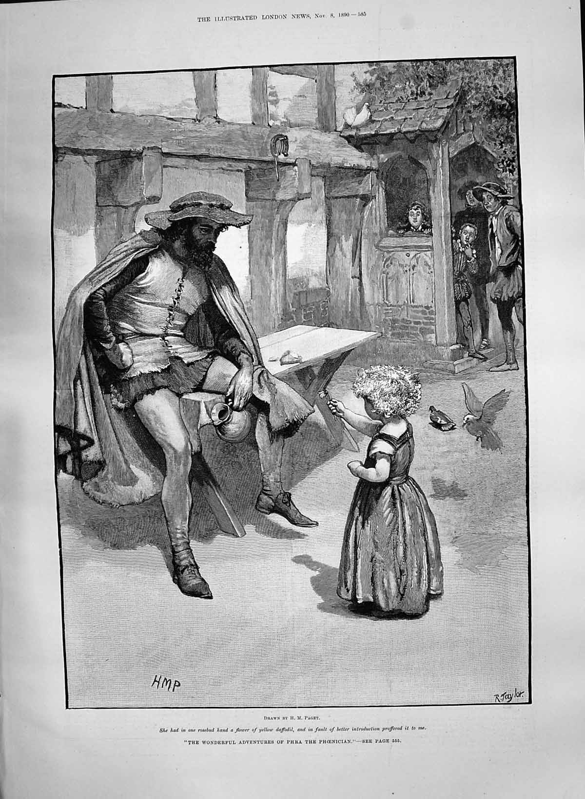 Old 1890 Adventures Phra Phoenician Young Girl Flower Man Bench Story Victorian