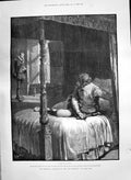 Antique Old Print 1890 Adventures Phra Phoenician Man Bedroom Scene Taylor 19th