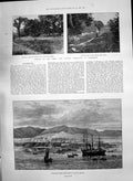 Old Print 1890 Mollendo Peru America Ships Roman City Calleva Silchester 19th