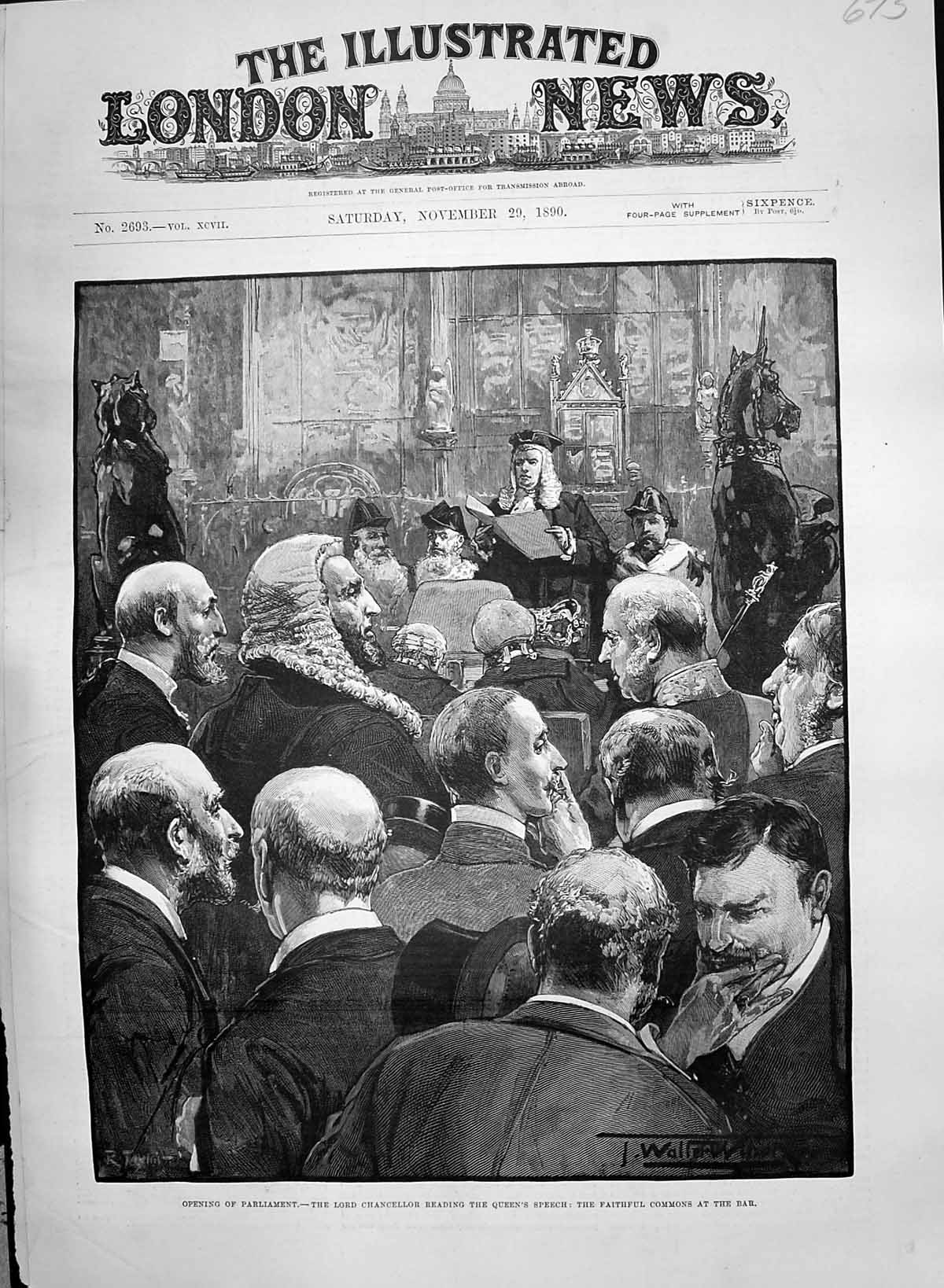 Old 1890 Parliament Lord Chancellor Reading Queen'S Speech Commons Ba Victorian