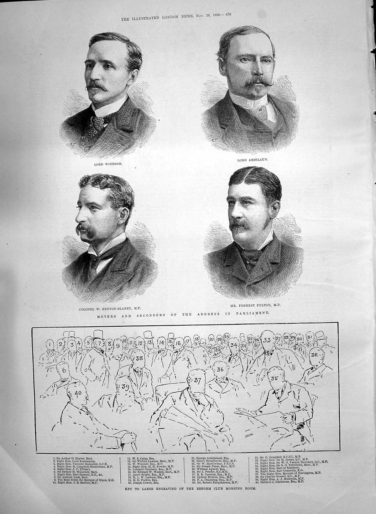 Old 1890 Parliament Windsor Ardilaun Kenyon-Slaney Forrest Fulton Pun Victorian