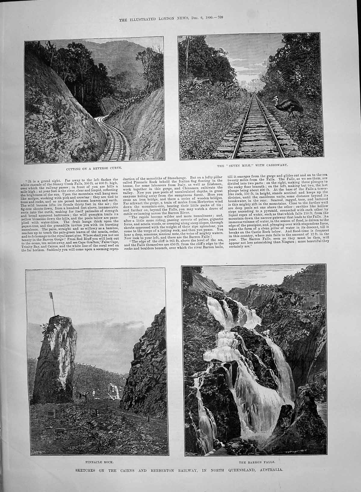 Old 1890 Cairns Herberton Railway Australia Cassowary Pinnacle Rock B Victorian