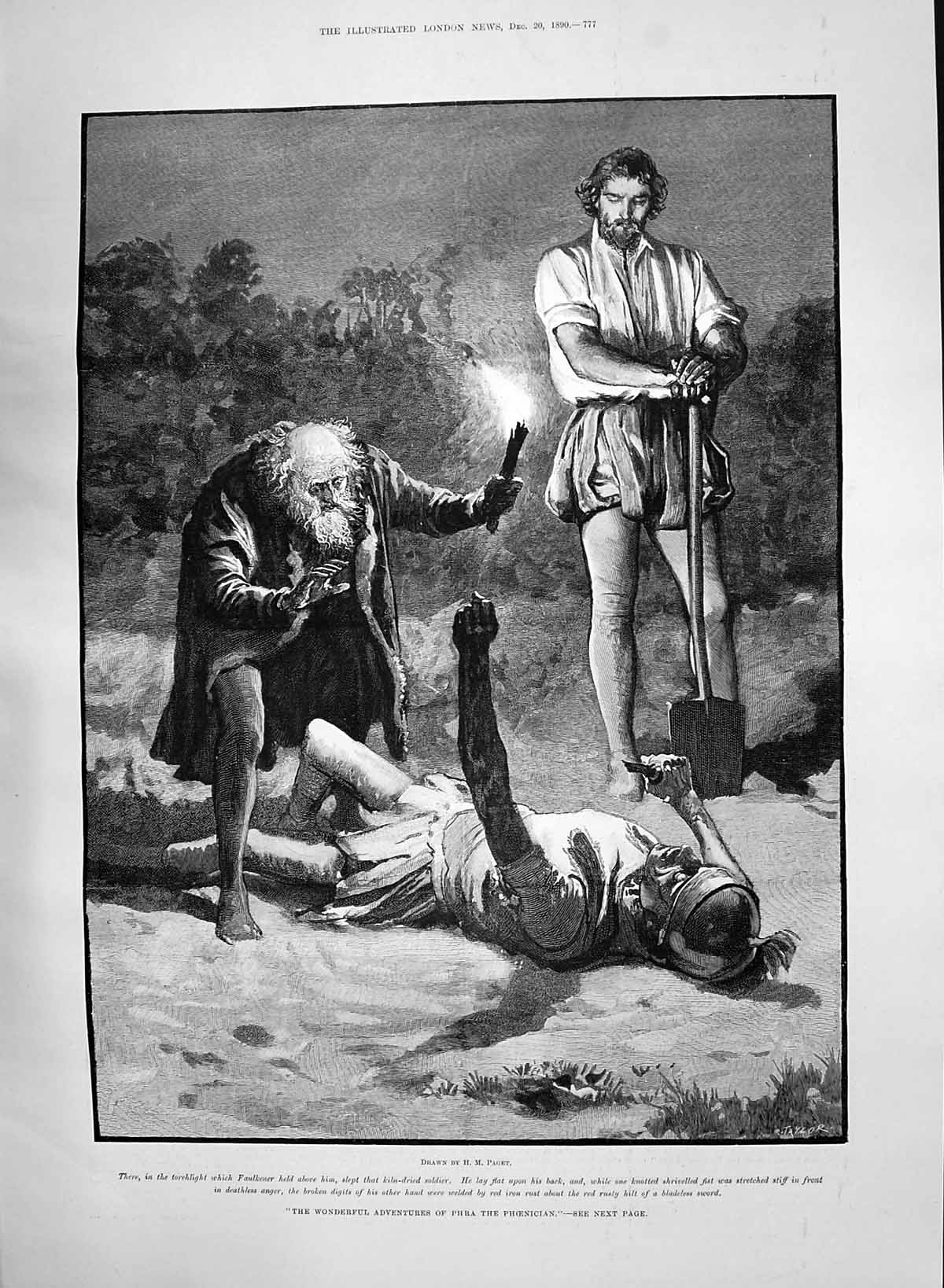 Old Print 1890 Wonderful Adventures Phoenician Dead Sier Faulkener Story 19th
