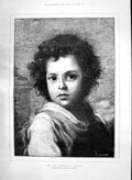 Original Old Antique Print 1890 Good Shepherd Young Boy Portrait Murillo 19th