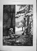 Old Print 1890 Christmas Morning Colonies Australia Canada Snow Mountains 19th
