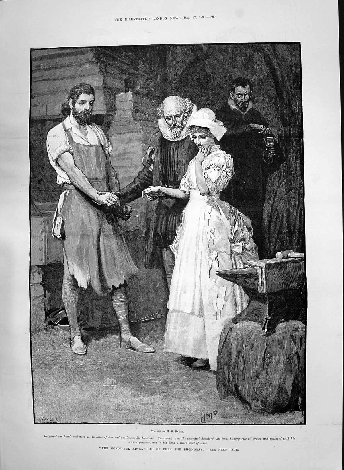 Antique Print 1890 Illustration Story Wonderful Adventures Phoenician Paget
