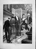 Old Antique Print Woodville Fine Art 1890 Waiting For Dinner Men Ladies 19th