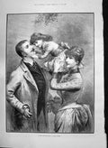 Old 1890 Family Scene Christmas Mistletoe Jameson Sacred Legendary Ar Victorian