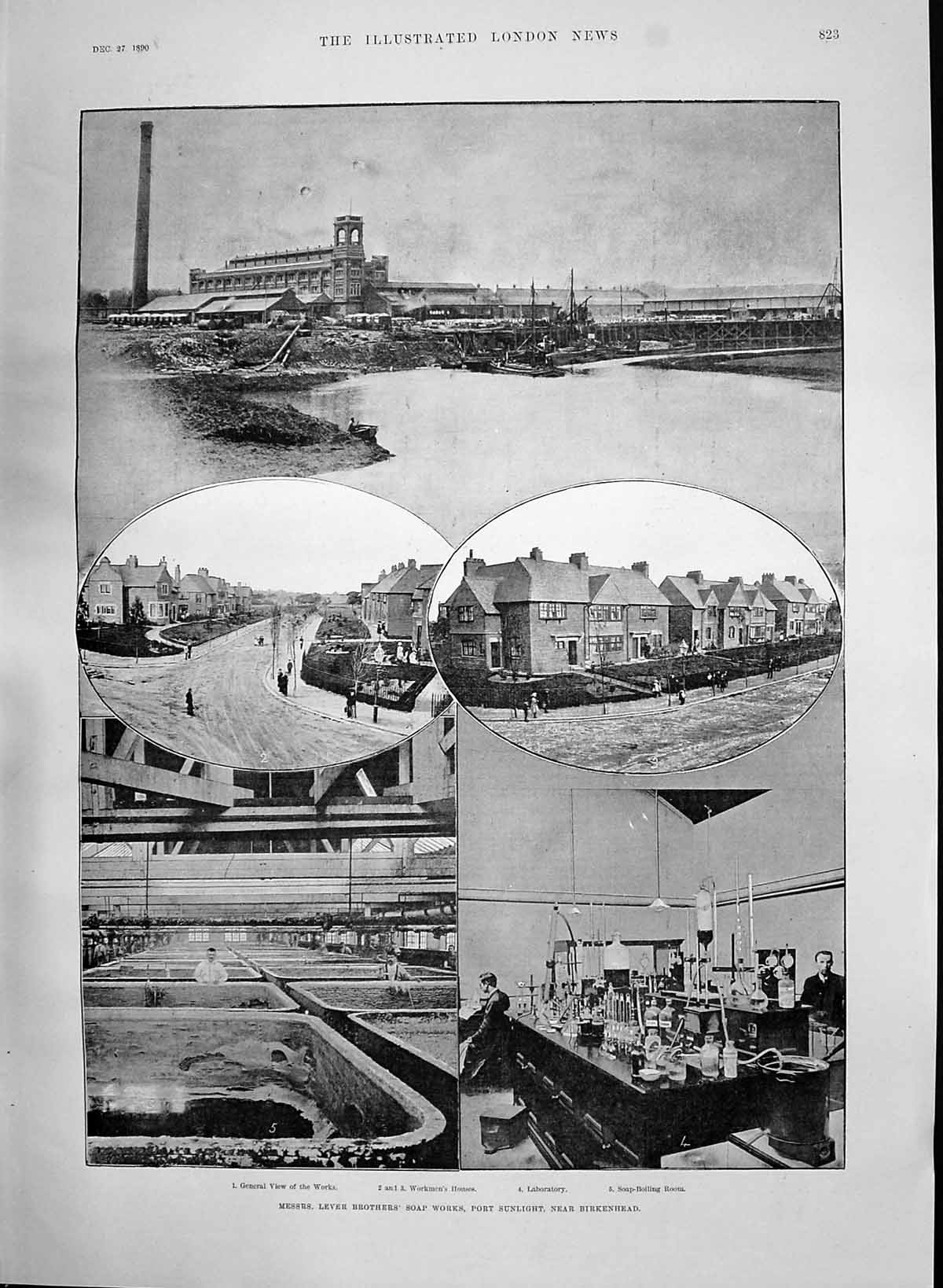 Old 1890 Lever Brothers Soap Works Port Sunlight Birkenhead Laborator Victorian