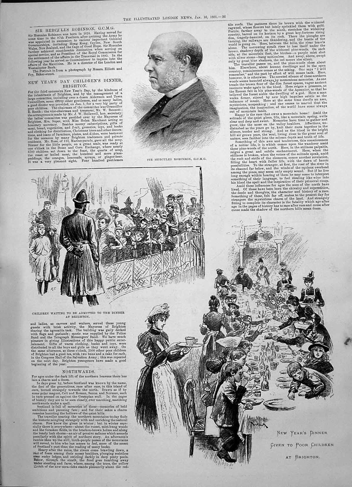 Old 1891 Hercules Robinson Dinner Poor Children Brighton Lord Wenlock Victorian