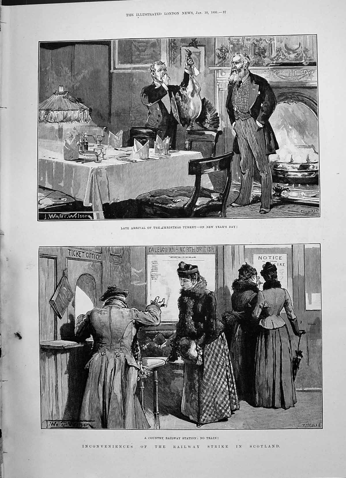 Old 1891 Railway Strike Scotland Passengers Ticket Office Latey Charl Victorian