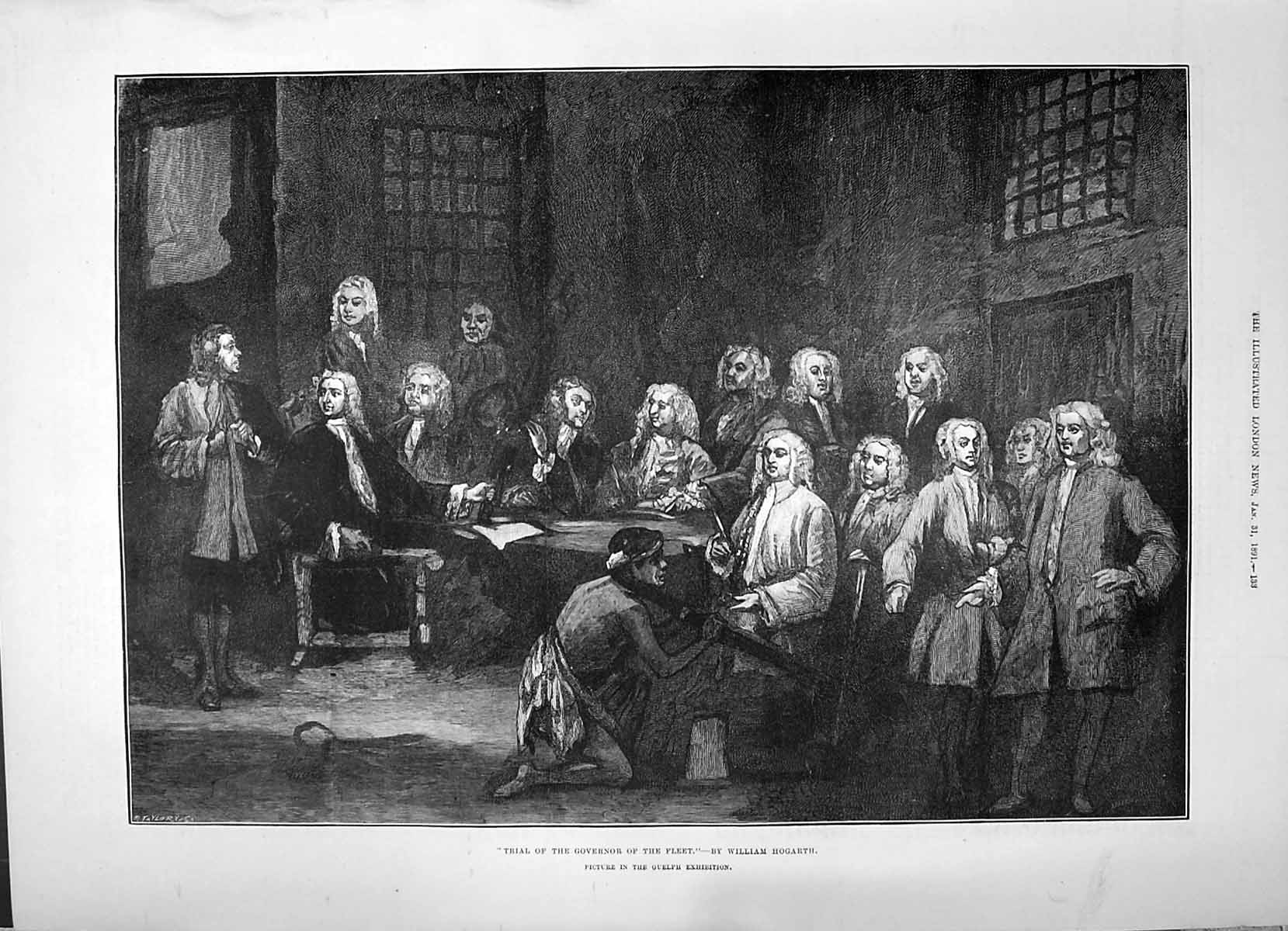 Antique Old Print 1891 Hogarth Trial Governor Fleet Portrait Mr. David Murray