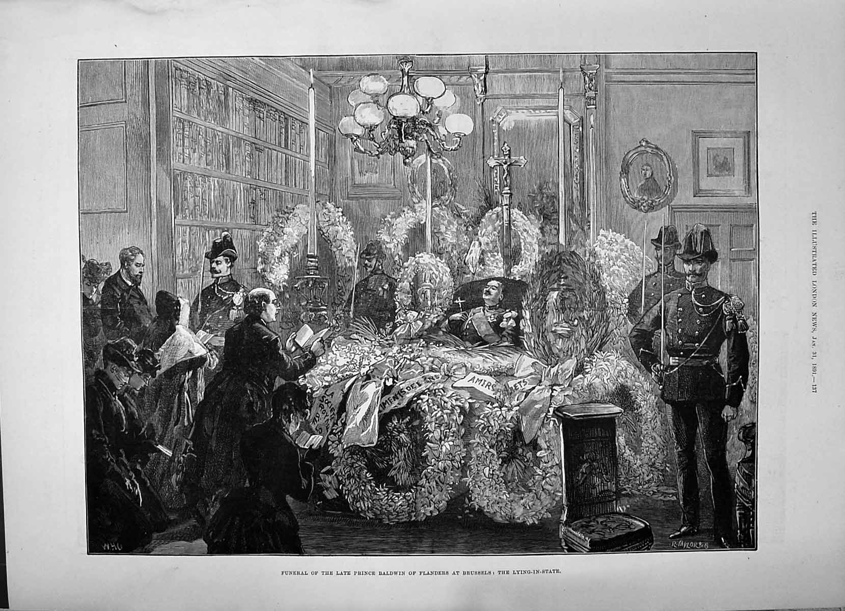 Old 1891 Funeral Prince Baldwin Flanders Brussels Randolph Caldecott Victorian