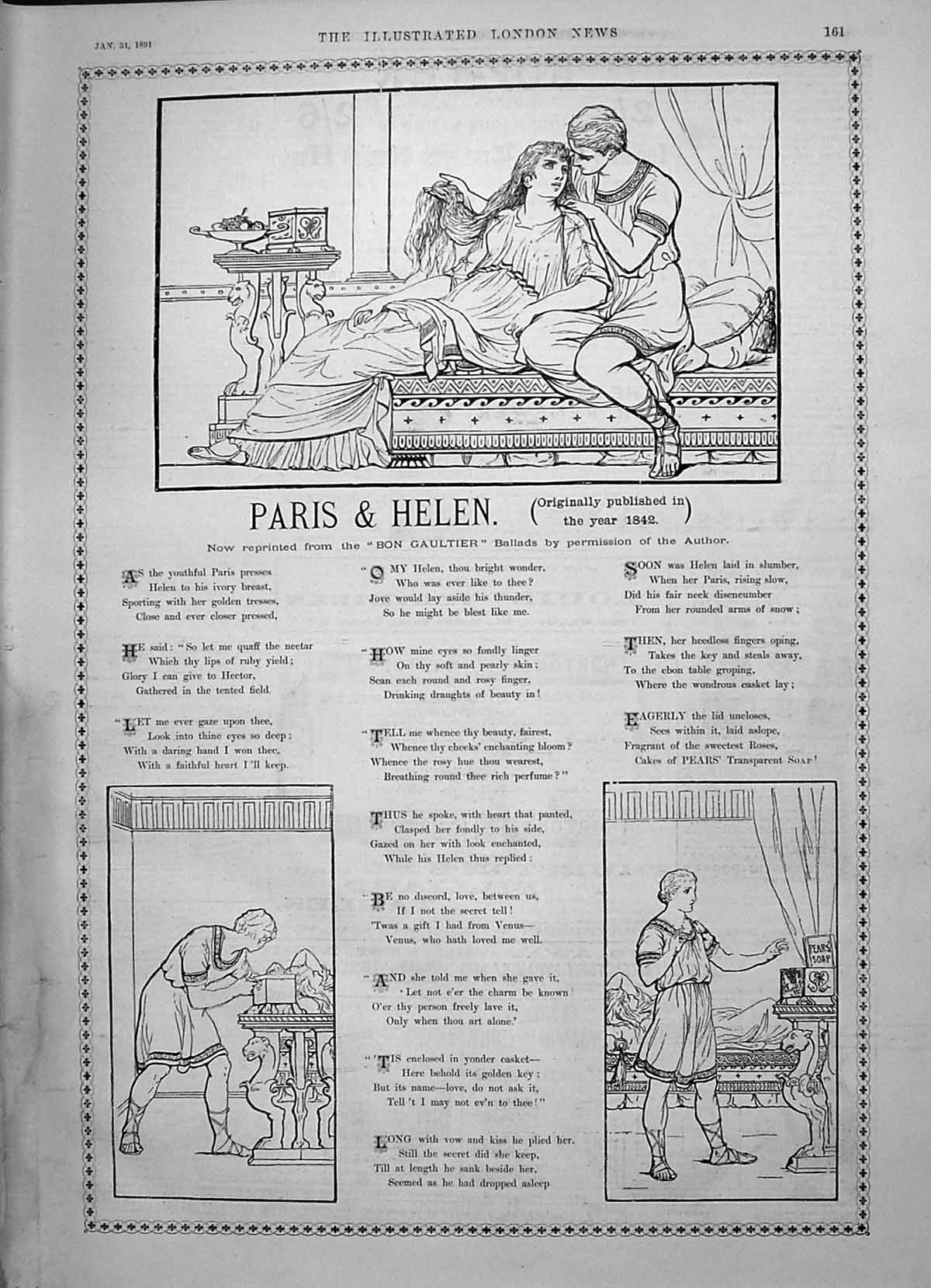 Antique Print 1891 Advertisement Pears Soap Paris Helen Story Bon Gaultier 19th