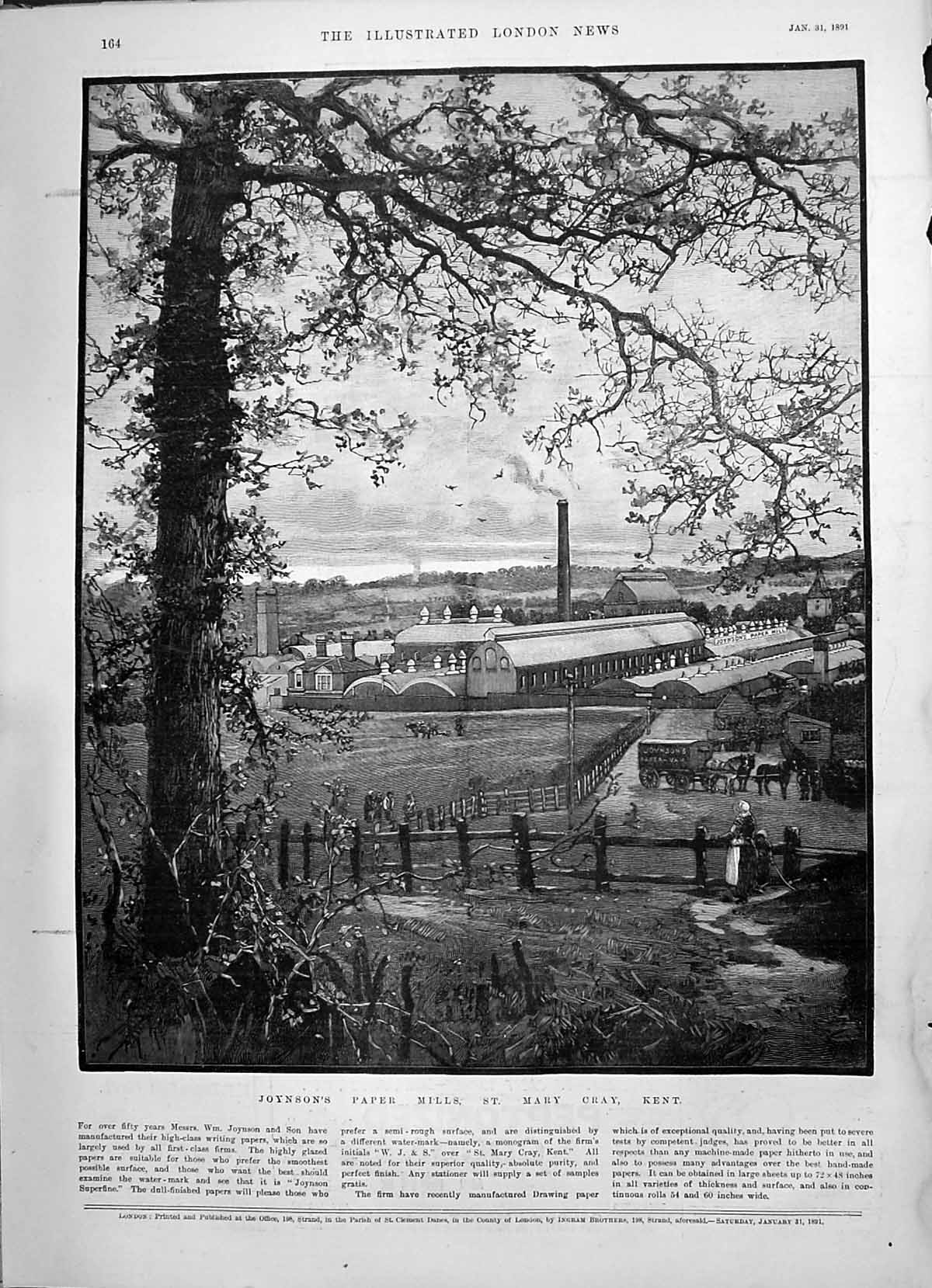Old 1891 View Joyson'S Paper Mills St. Mary Cray Kent England Industr Victorian