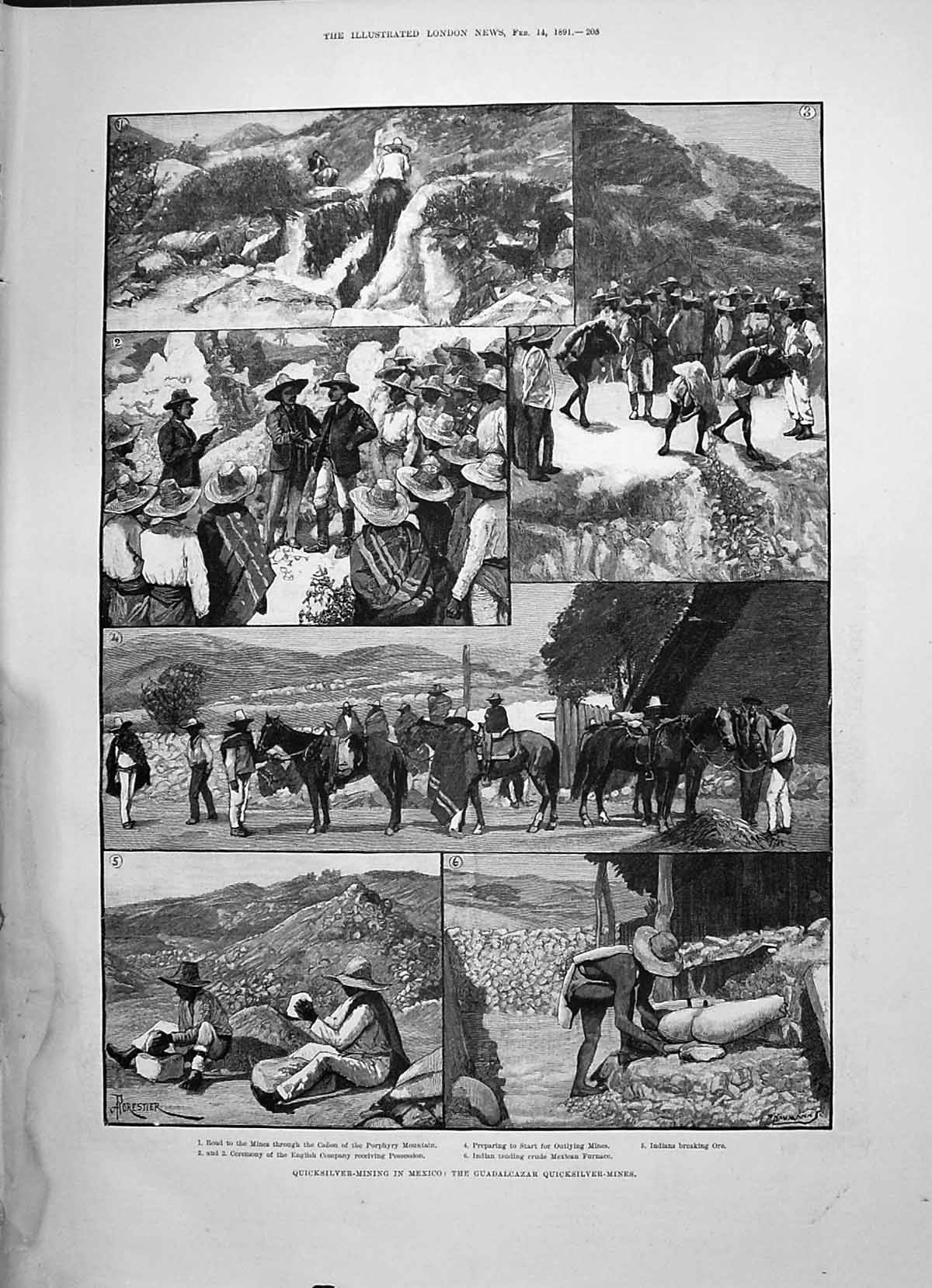 Old 1891 Quicksilver Mining Mexico Guadalcazar Porphyry Indians Theat Victorian