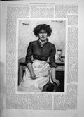 Original Old Antique Print 1891 Portrait Topsy Beautiful Woman Herbert Schmalz
