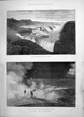 Old 1891 Iceland Gull Foss Waterfall River Hvita Kettle Boiling Mud K Victorian
