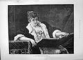 Original Old Antique Print 1891 Interesting Study Beautiful Woman Reading Book