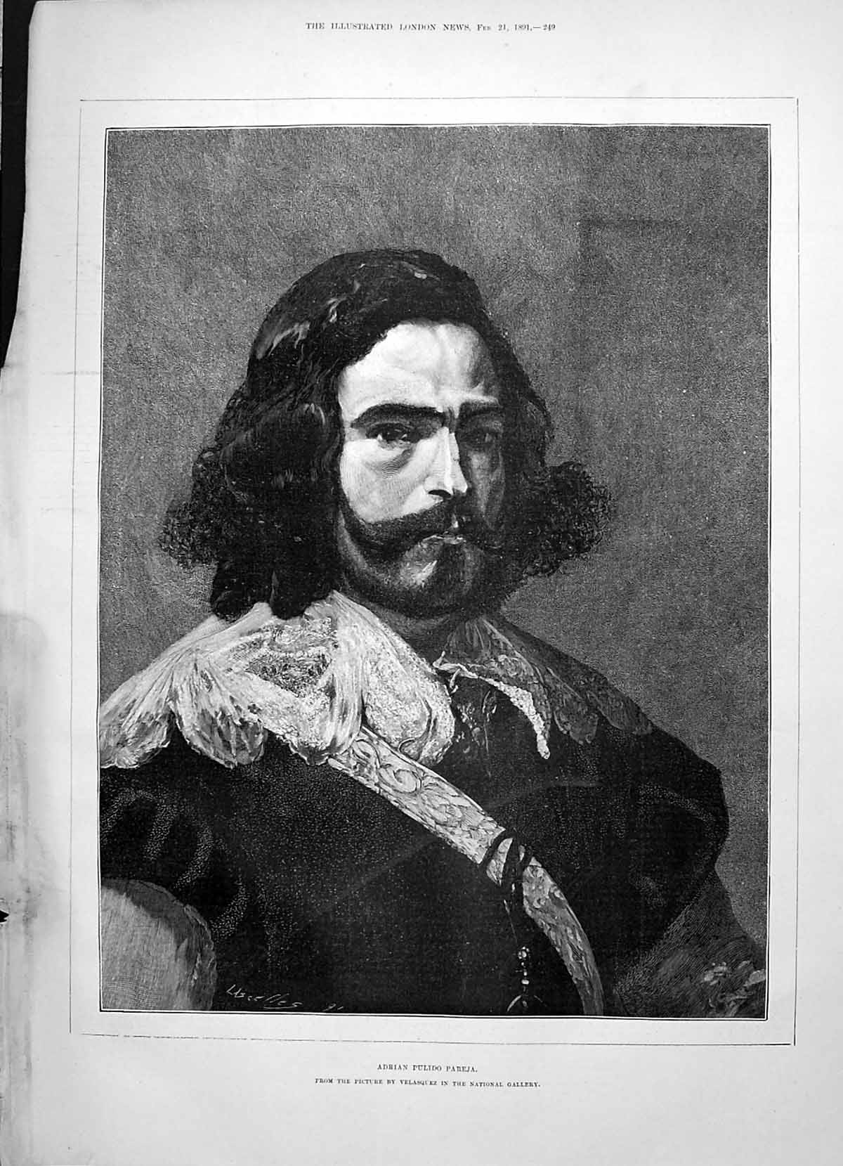 Antique Print 1891 Portrait Adrian Pulido Pareja Velasquez National Gallery