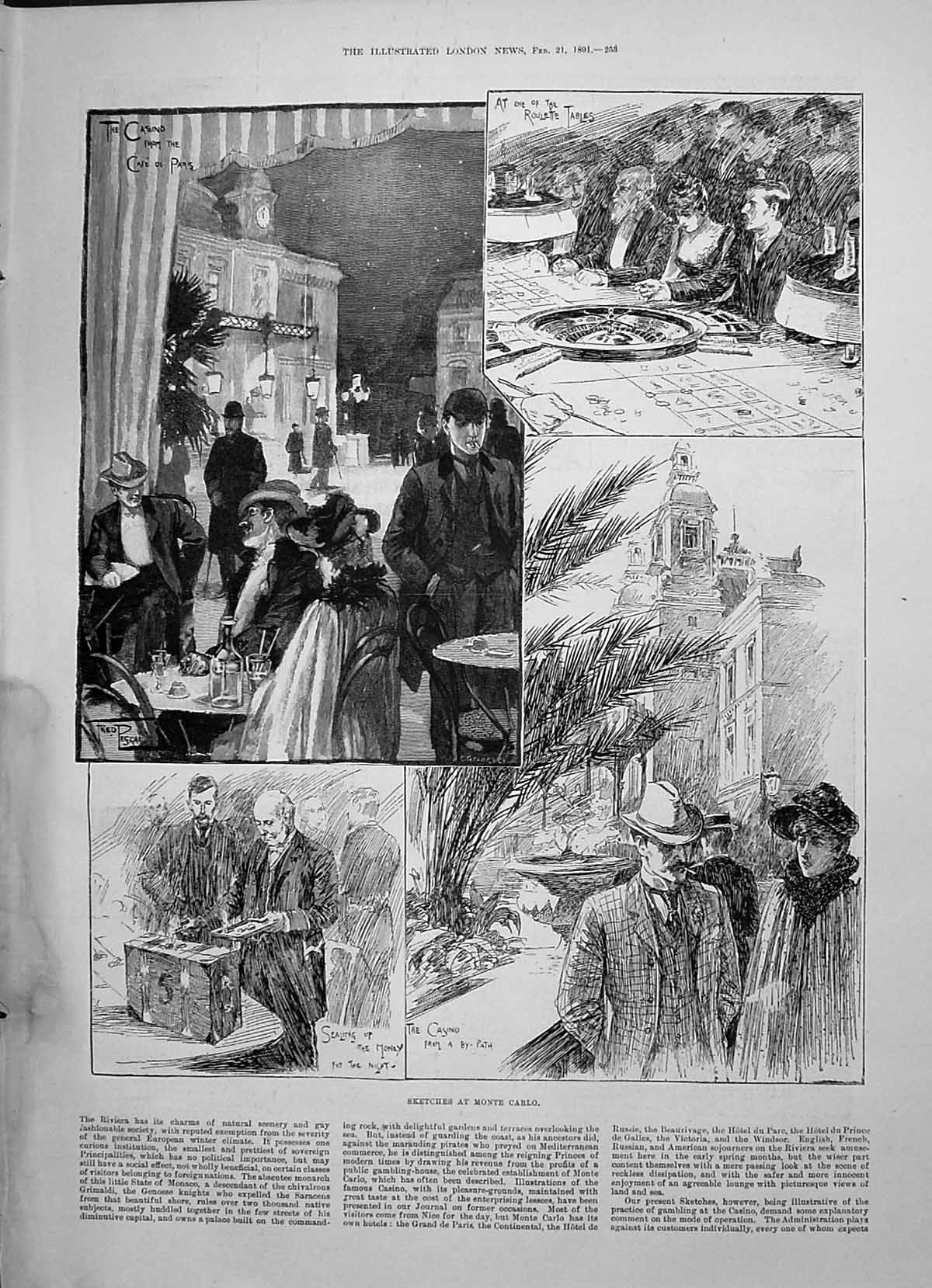 Old 1891 Monte Carlo France Casino Roulette Tables Gambling Fred Pagr Victorian
