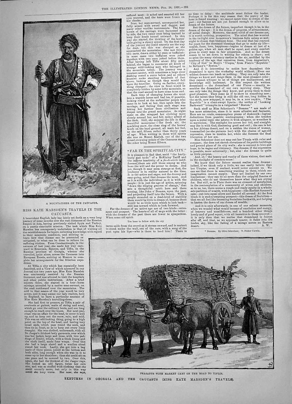 Old 1891 Mountaineer Caucasus Peasants Market Cart Tiflis Chaldaean M Victorian