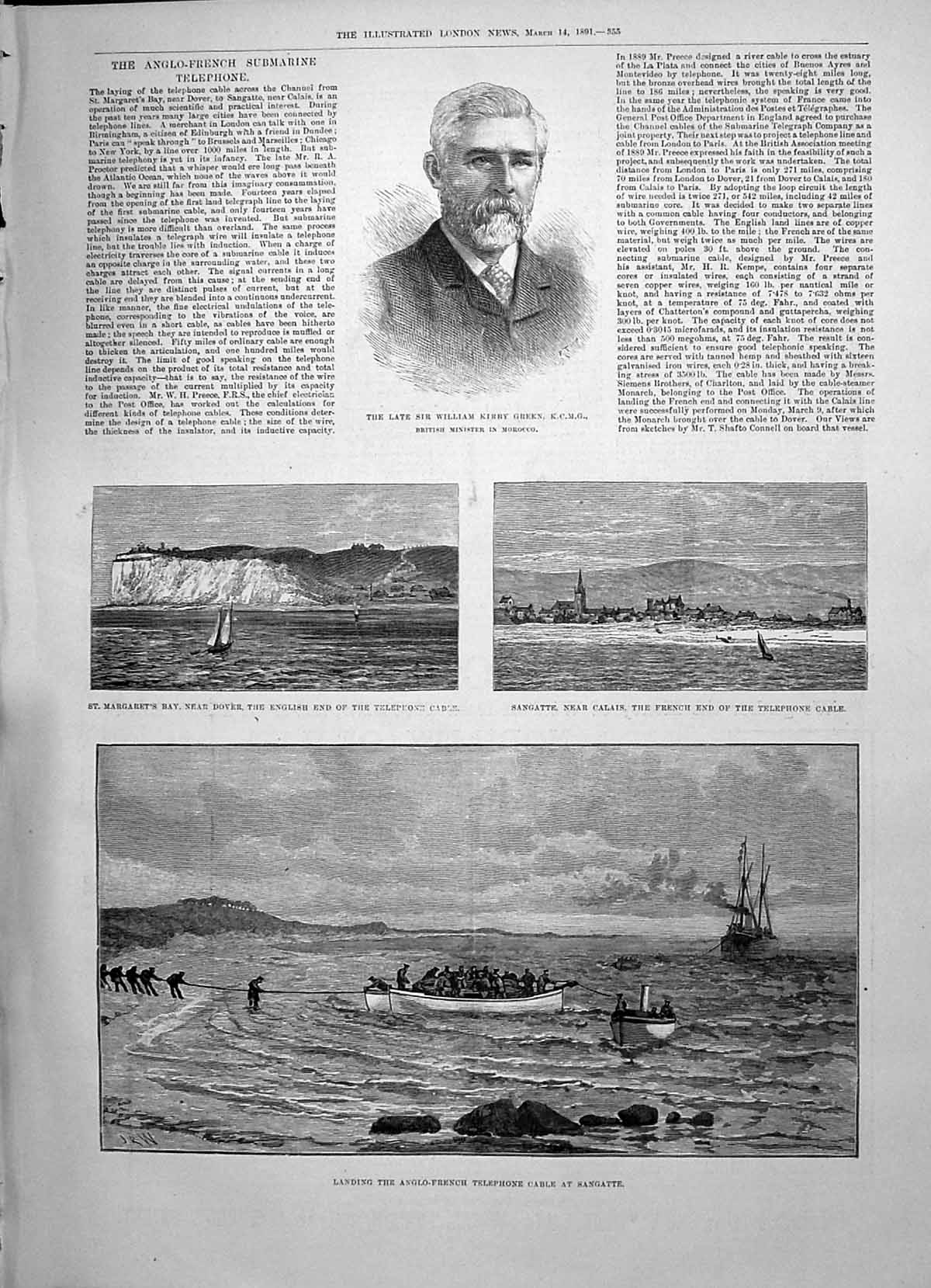 Old 1891 William Kirry Green Margaret'S Bay Dover Sangatte Calais Tel Victorian