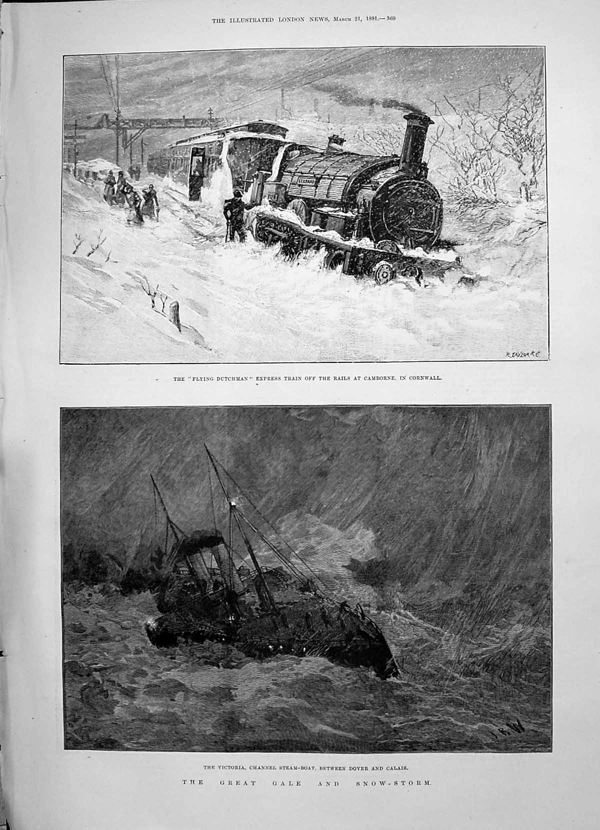 Old 1891 Flying Dutchman Train Camborne Cornwall Ship Channel Dover P Victorian