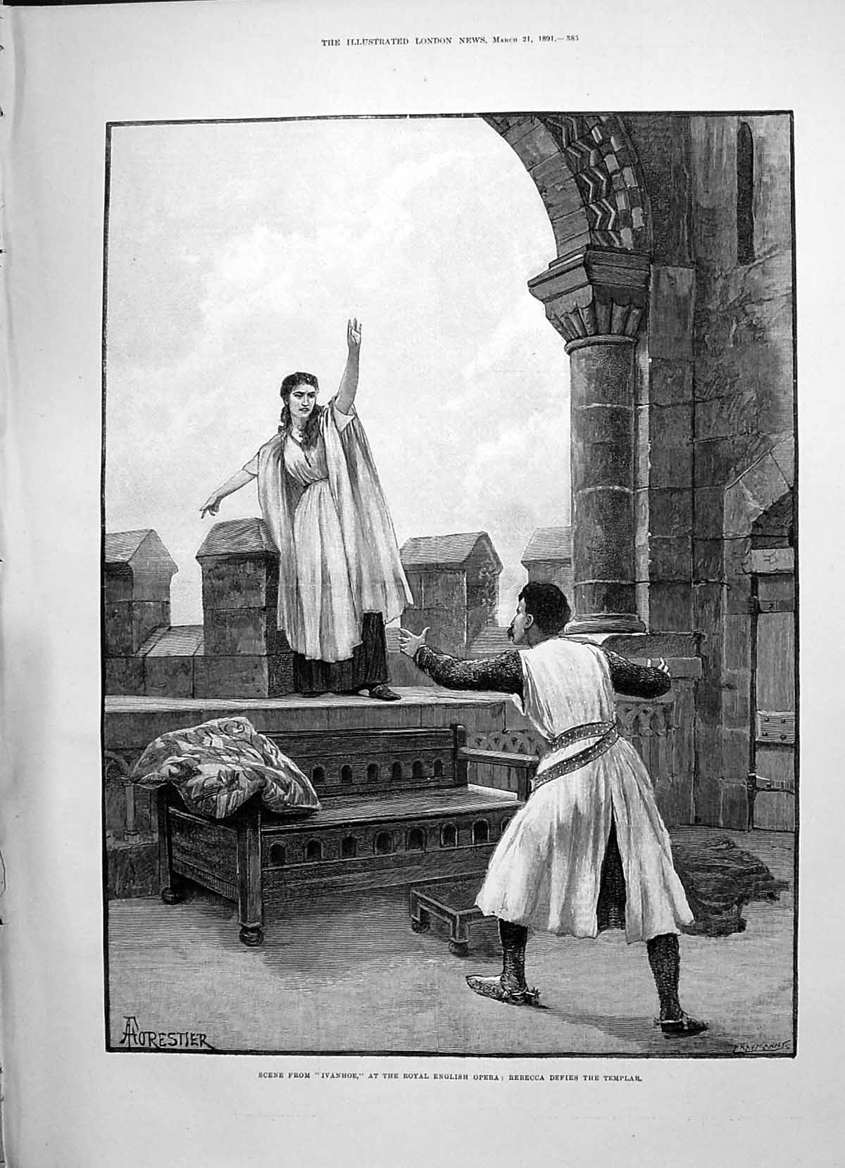 Old 1891 Scene Ivanhore Royal English Opera Rebecca Templar Samoyede Victorian