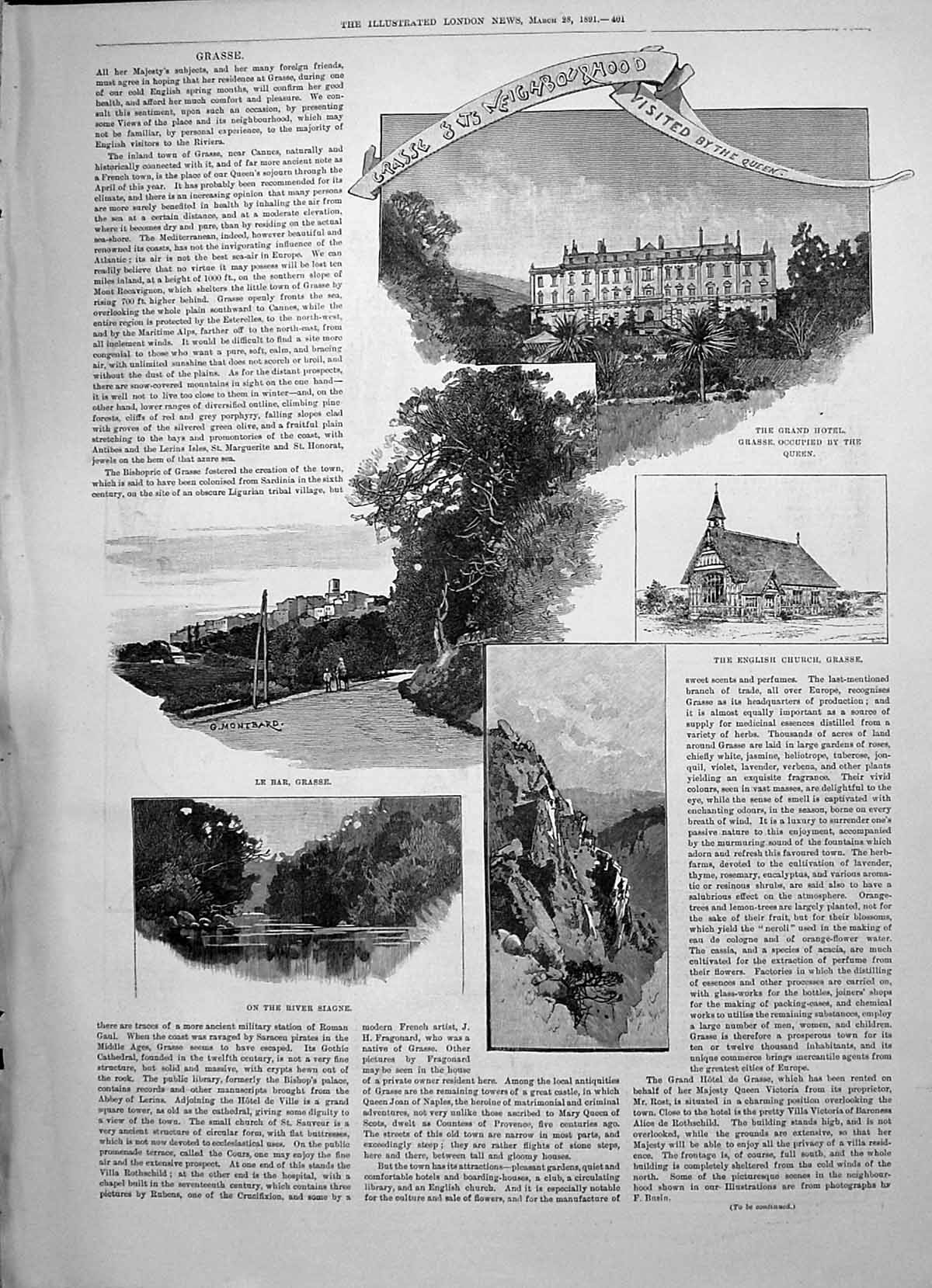 Old 1891 Grasse Grand Hotel English Church River Siagne Ship Wreck Ut Victorian