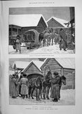 Old Print 1891 Siberia Post Office Horses Yeniseisk Portrait Caran D'Ache 19th