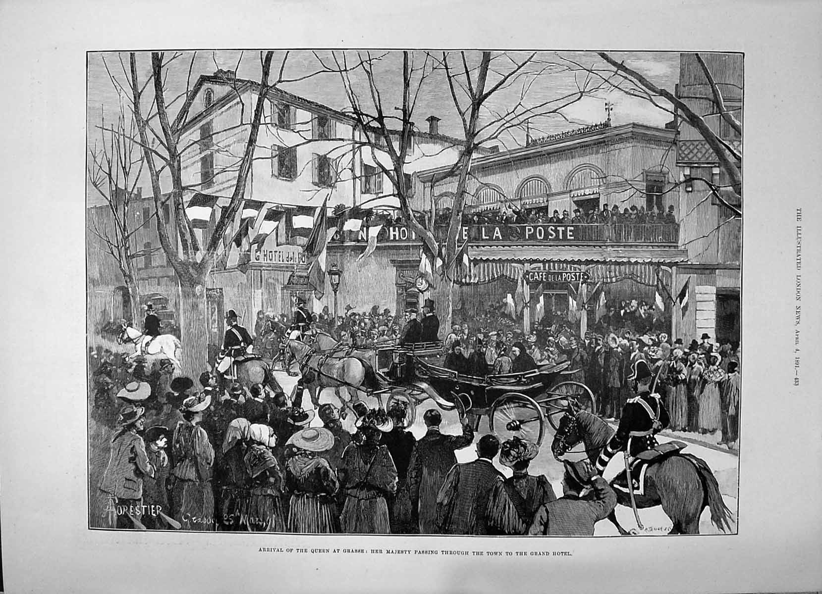 Old 1891 Queen Victoria Grasse Procession Grand Hotel Railway Station Victorian